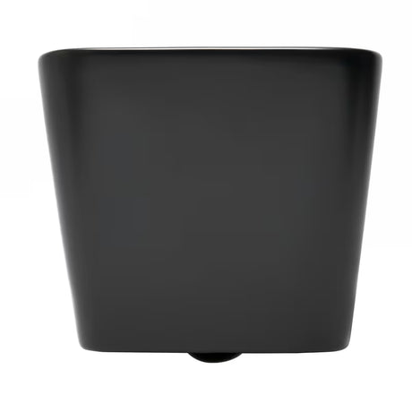 Czarno-matowe miska WC wisząca SAT Infinitio o kwadratowym designie z deską soft Close i z ukrytym mocowaniem.