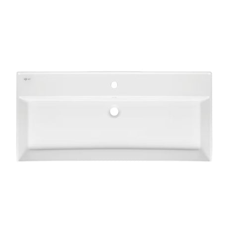 Biała ceramiczna umywalka SAT Infinitio 100,4x46,5 cm z przelewem i prostokątnym kształtem
