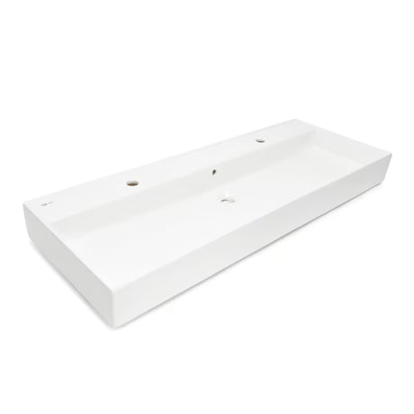 Biała ceramiczna umywalka SAT Infinitio 121,4x46,9 cm z przelewem