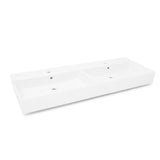 Biała ceramiczna umywalka podwójna SAT Infinitio 120,4x46,5 cm o prostokątnym kształcie
