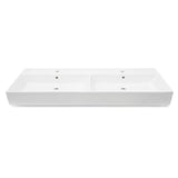 Biała ceramiczna umywalka podwójna SAT Infinitio 120,4x46,5 cm o prostokątnym kształcie