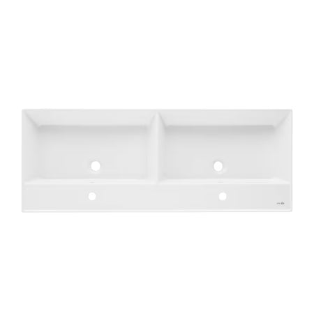 Biała ceramiczna umywalka podwójna SAT Infinitio 120,4x46,5 cm o prostokątnym kształcie
