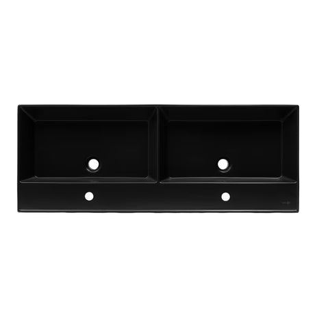 SAT Infinitio ceramiczna umywalka podwójna 120,4 x 46,5 cm w kolorze czarny mat z przelewem