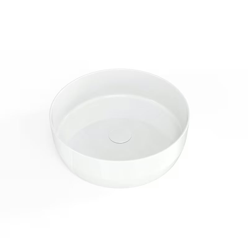 Biała ceramiczna umywalka nablatowa  SAT Infinitio 39 x 39 cm, okrągła bez przelewu