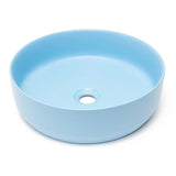 Matowa niebieska ceramiczna umywalka nablatowa  SAT Infinitio 39x39 cm bez przelewu