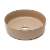 Matowa brązowa ceramiczna umywalka nablatowa  SAT Infinitio 39x39 cm bez przelewu