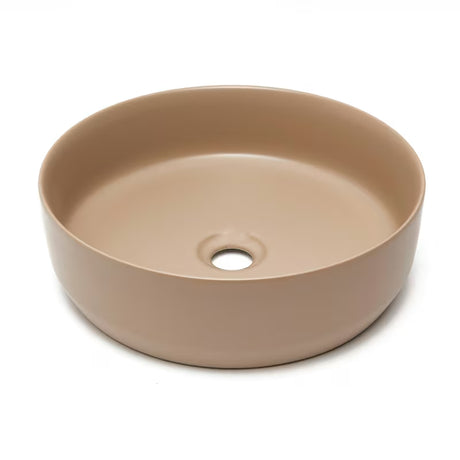 Matowa brązowa ceramiczna umywalka nablatowa  SAT Infinitio 39x39 cm bez przelewu