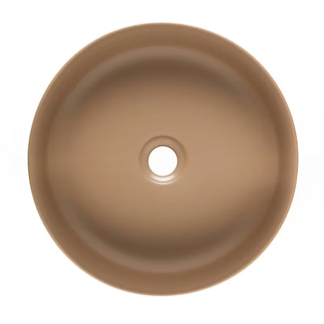 Matowa brązowa ceramiczna umywalka nablatowa  SAT Infinitio 39x39 cm bez przelewu