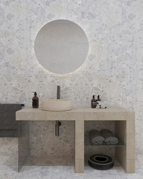 Matowa brązowa ceramiczna umywalka nablatowa  SAT Infinitio 39x39 cm bez przelewu