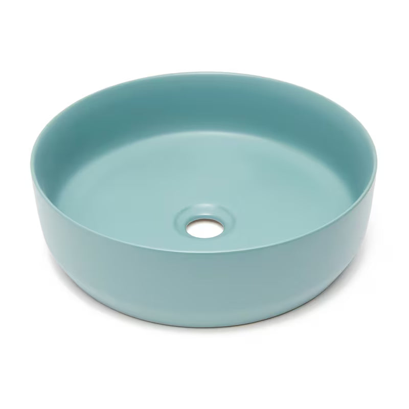 Matowa brązowa ceramiczna umywalka nablatowa  SAT Infinitio 39x39 cm bez przelewu