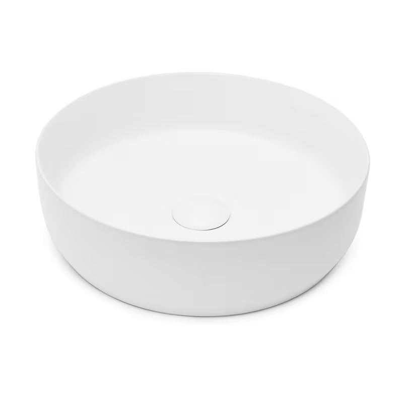 Cienkościenna ceramiczna umywalka nablatowa  SAT Infinitio w matowej bieli 39x39 cm