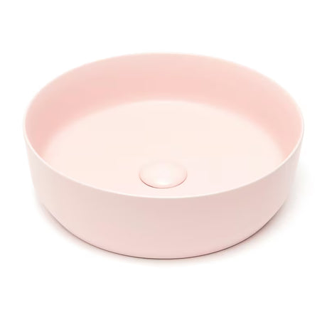 Matowa różowa cienkościenna ceramiczna umywalka nablatowa  SAT Infinitio 39x39 cm bez przelewu