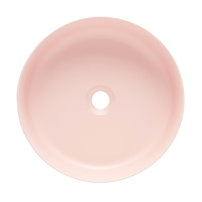 Matowa różowa cienkościenna ceramiczna umywalka nablatowa  SAT Infinitio 39x39 cm bez przelewu
