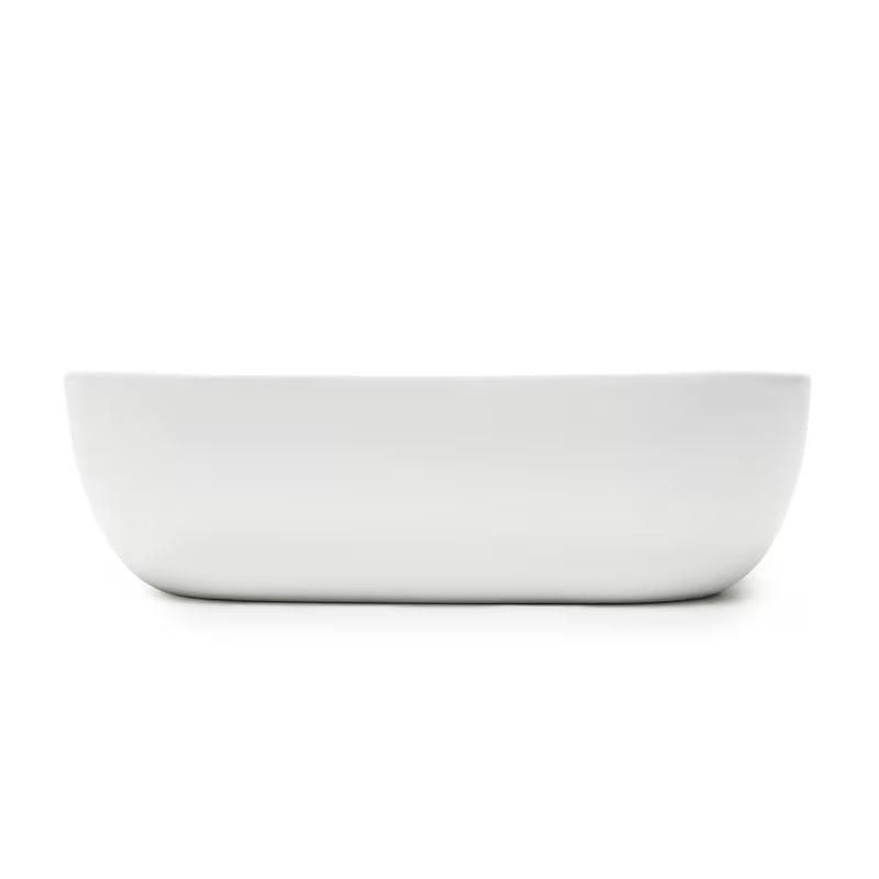 Matowobiała ceramiczna umywalka nablatowa  SAT Infinitio bez przelewu o wymiarach 45,5x32,5 cm.