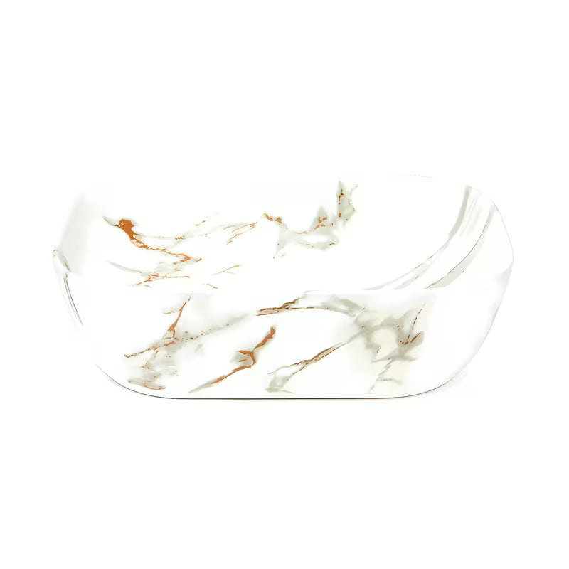 SAT Infinitio umywalka nablatowa  bez przelewu w matowej bieli z marmurowym wzorem, 45,5x32,5 cm