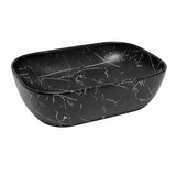 Umywalka nablatowa  SAT Infinitio bez przelewu w matowej czerni z marmurowym wzorem, 45,5x32,5 cm.