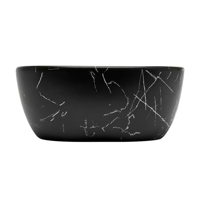 Umywalka nablatowa  SAT Infinitio bez przelewu w matowej czerni z efektem marmuru 45,5x32,5 cm.
