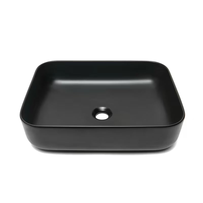 Matowoczarna ceramiczna umywalka nablatowa  SAT Infinitio bez przelewu, 50x39 cm