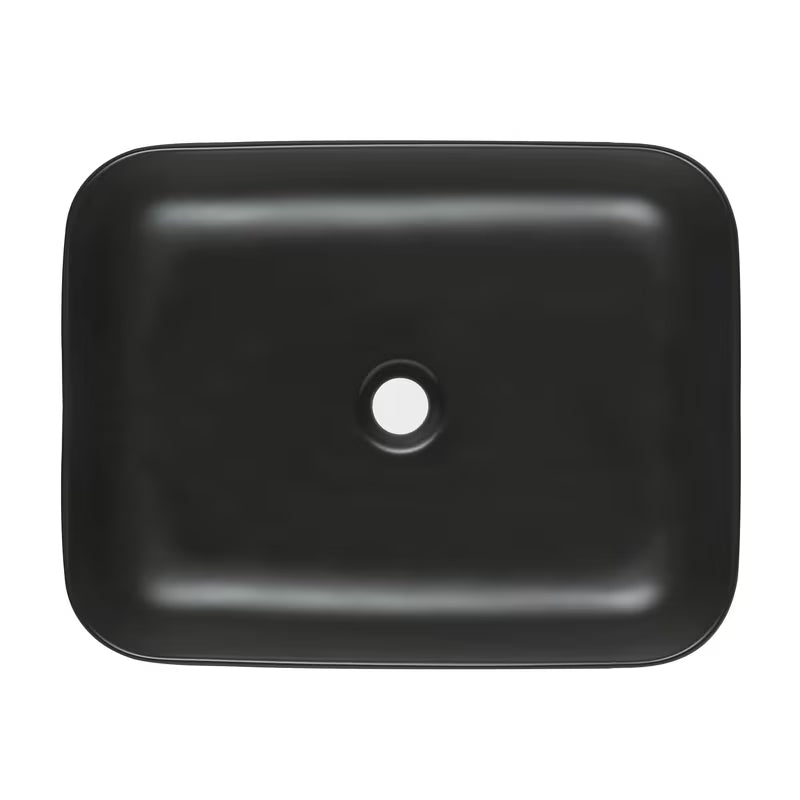 Matowoczarna ceramiczna umywalka nablatowa  SAT Infinitio bez przelewu, 50x39 cm