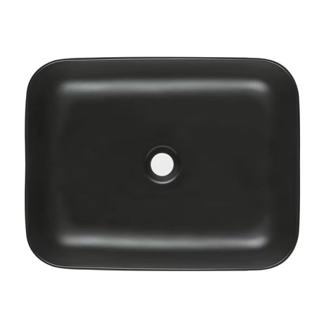 Matowoczarna ceramiczna umywalka nablatowa  SAT Infinitio bez przelewu, 50x39 cm