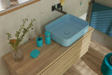 SAT Infinitio ceramiczna umywalka nablatowa  bez przelewu 50x39 cm w matowym niebieskim kolorze