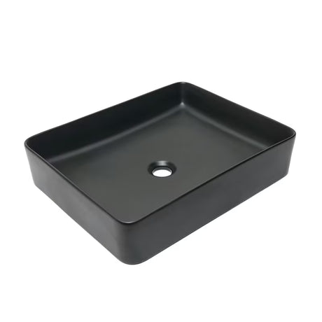 Matowoczarna ceramiczna umywalka nablatowa  SAT Infinitio 50x40 cm bez przelewu