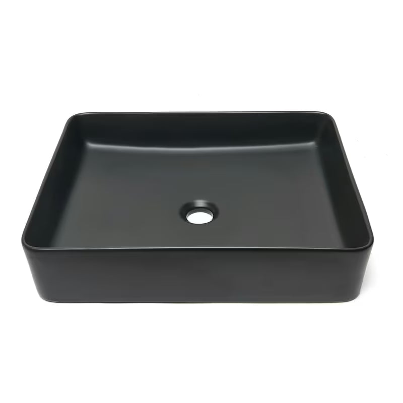 Matowoczarna ceramiczna umywalka nablatowa  SAT Infinitio 50x40 cm bez przelewu