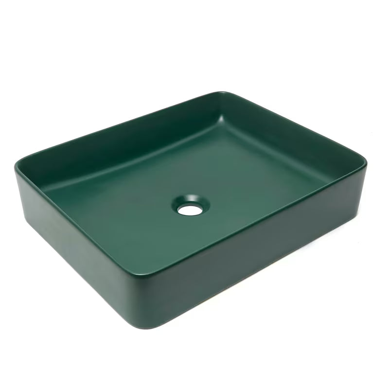 SAT Infinitio ceramiczna umywalka nablatowa  50x40 cm w ciemnozielonym macie bez przelewu.