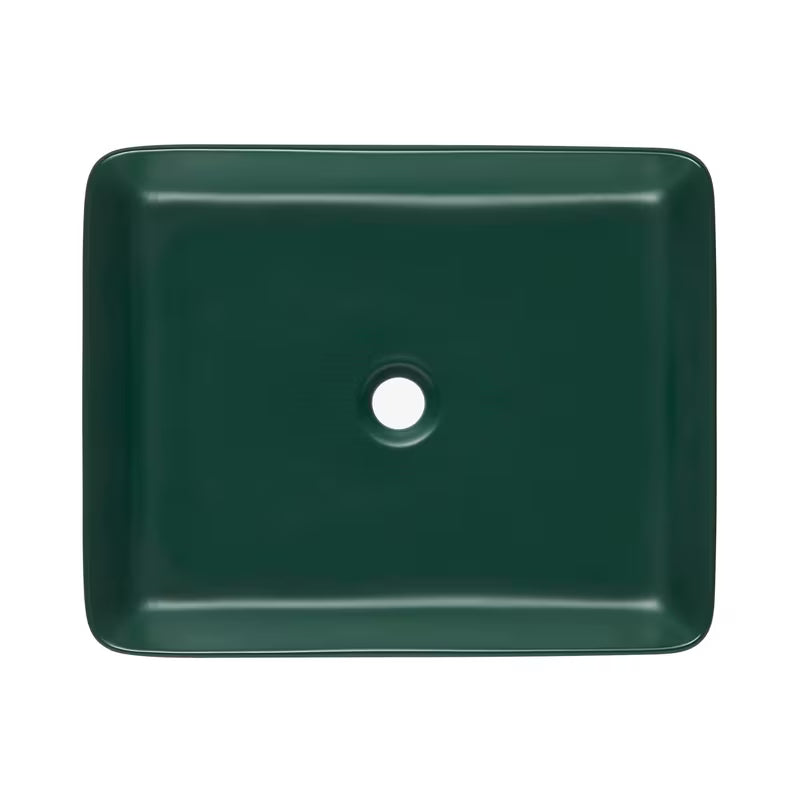 SAT Infinitio ceramiczna umywalka nablatowa  50x40 cm w ciemnozielonym macie bez przelewu.