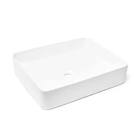 Matowobiałe ceramiczne umywalka nablatowa  SAT Infinitio 50x40 cm bez przelewu