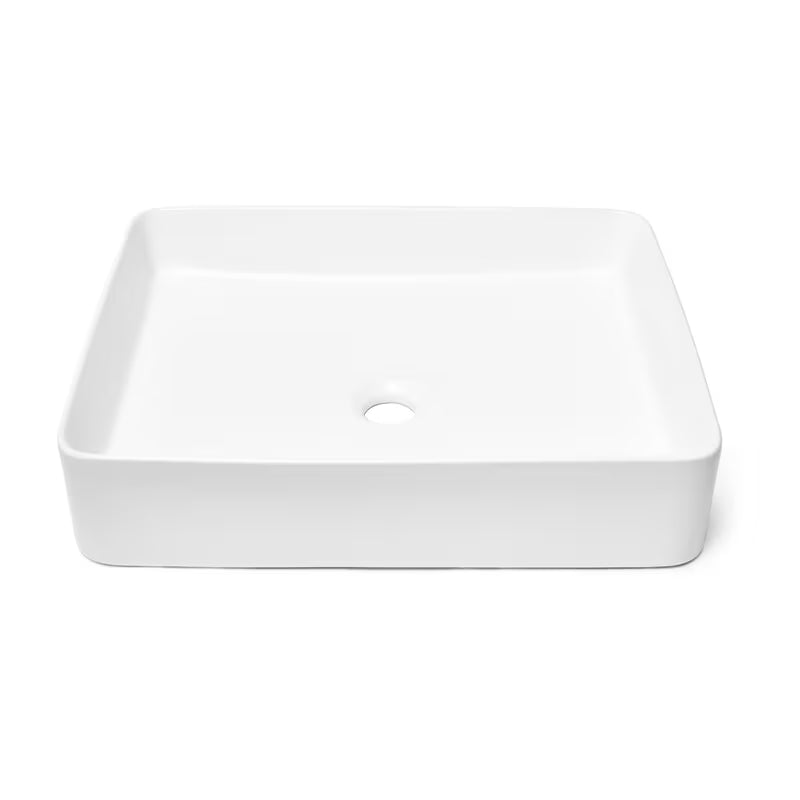 Matowobiałe ceramiczne umywalka nablatowa  SAT Infinitio 50x40 cm bez przelewu