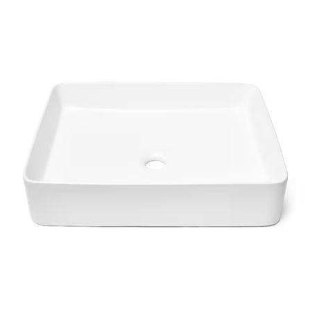 Matowobiałe ceramiczne umywalka nablatowa  SAT Infinitio 50x40 cm bez przelewu