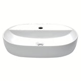 Biała ceramiczna owalna umywalka nablatowa  SAT Infinitio 60 x 40 cm bez przelewu z otworem pro baterię