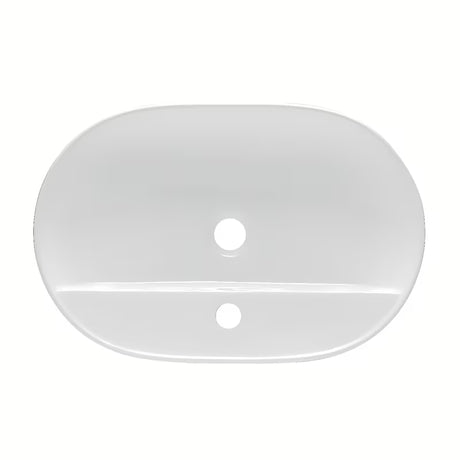 Biała ceramiczna owalna umywalka nablatowa  SAT Infinitio 60 x 40 cm bez przelewu z otworem pro baterię