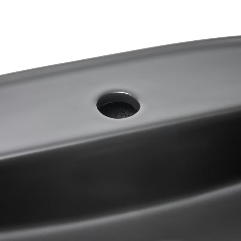 Matowoczarna ceramiczna umywalka nablatowa  SAT Infinitio 60x40 cm bez przelewu z otworem na baterię pro
