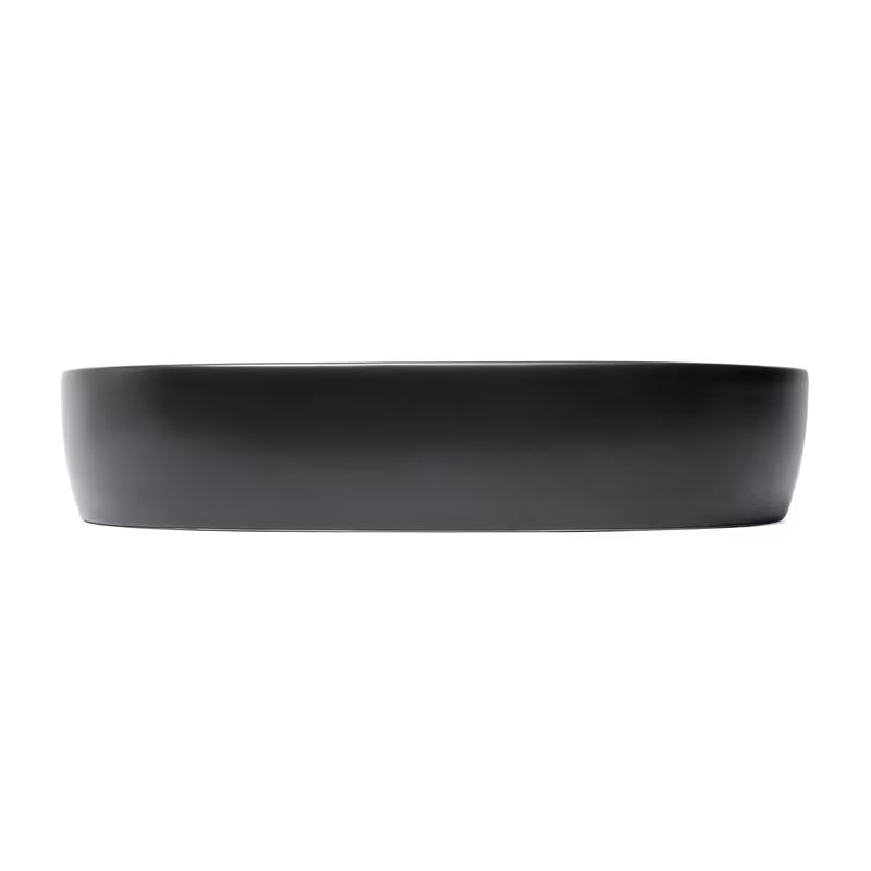 Matowoczarna ceramiczna umywalka nablatowa  SAT Infinitio 60x40 cm bez przelewu z otworem na baterię pro