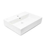 Biała ceramiczna umywalka wisząca SAT Infinitio 60,5x46,5 cm z przelewem i centralnym otworem pro na baterię.
