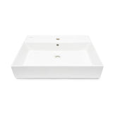 Biała ceramiczna umywalka wisząca SAT Infinitio 60,5x46,5 cm z przelewem i centralnym otworem pro na baterię.