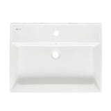 Biała ceramiczna umywalka wisząca SAT Infinitio 60,5x46,5 cm z przelewem i centralnym otworem pro na baterię.