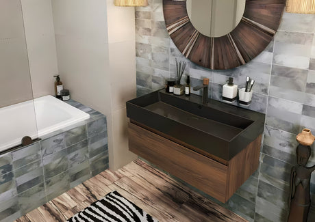 Ceramiczna umywalka SAT Infinitio 60,5 x 46,5 cm, czarny mat, z przelewem