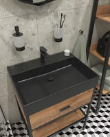 Ceramiczna umywalka SAT Infinitio 60,5 x 46,5 cm, czarny mat, z przelewem