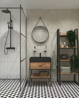 Ceramiczna umywalka SAT Infinitio 60,5 x 46,5 cm, czarny mat, z przelewem
