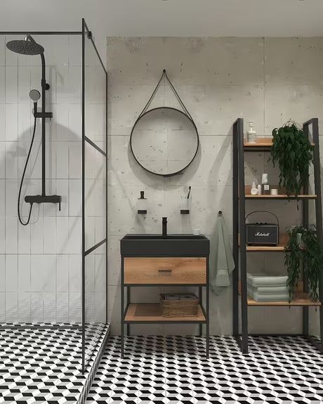 Ceramiczna umywalka SAT Infinitio 60,5 x 46,5 cm, czarny mat, z przelewem
