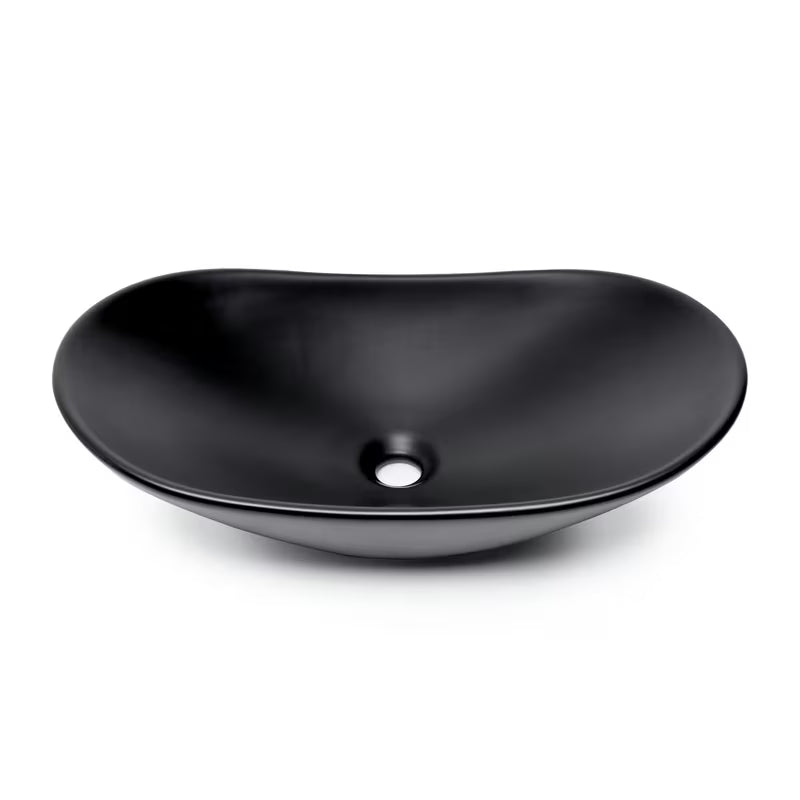 Matowoczarna ceramiczna umywalka nablatowa  SAT Infinitio bez przelewu 61,5x36 cm