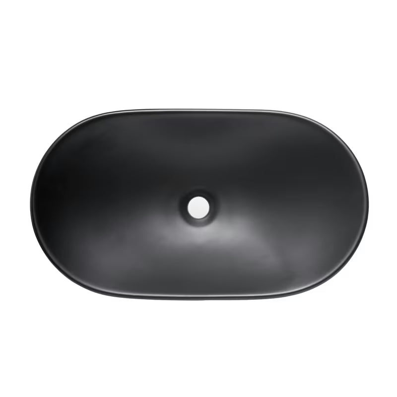 Matowoczarna ceramiczna umywalka nablatowa  SAT Infinitio bez przelewu 61,5x36 cm