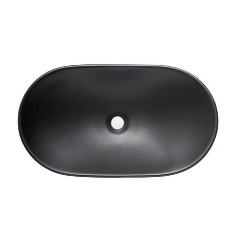 Matowoczarna ceramiczna umywalka nablatowa  SAT Infinitio bez przelewu 61,5x36 cm