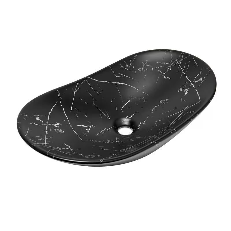 Umywalka nablatowa  SAT Infinitio bez przelewu w czarnym macie z dekorem marmuru 61,5x36 cm
