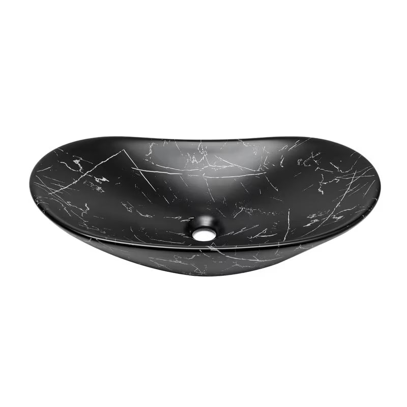 Umywalka nablatowa  SAT Infinitio bez przelewu w czarnym macie z dekorem marmuru 61,5x36 cm