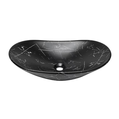 Umywalka nablatowa  SAT Infinitio bez przelewu w czarnym macie z dekorem marmuru 61,5x36 cm