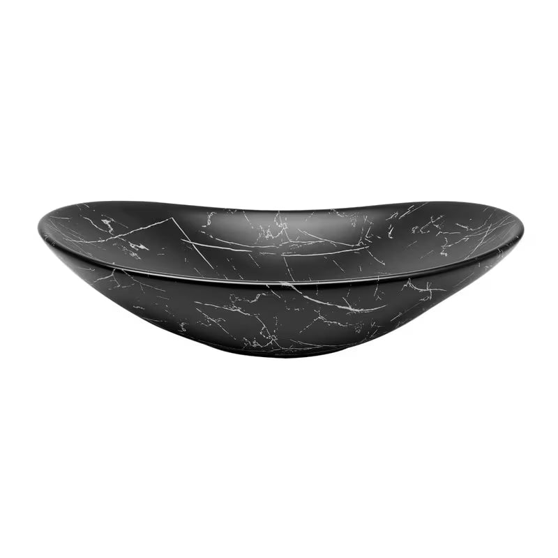 Umywalka nablatowa  SAT Infinitio bez przelewu w czarnym macie z dekorem marmuru 61,5x36 cm